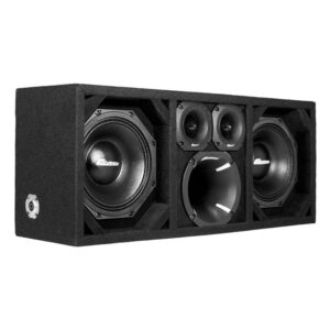 Comando KTPON-208FULLBK / DUAL 8" BLACK/BLACK LOADED PORTED BOX (With Tweeters + Driver)