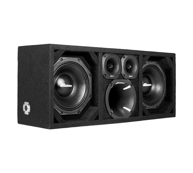 Comando KTPON-208FULLBK / DUAL 8" BLACK/BLACK LOADED PORTED BOX (With Tweeters + Driver)