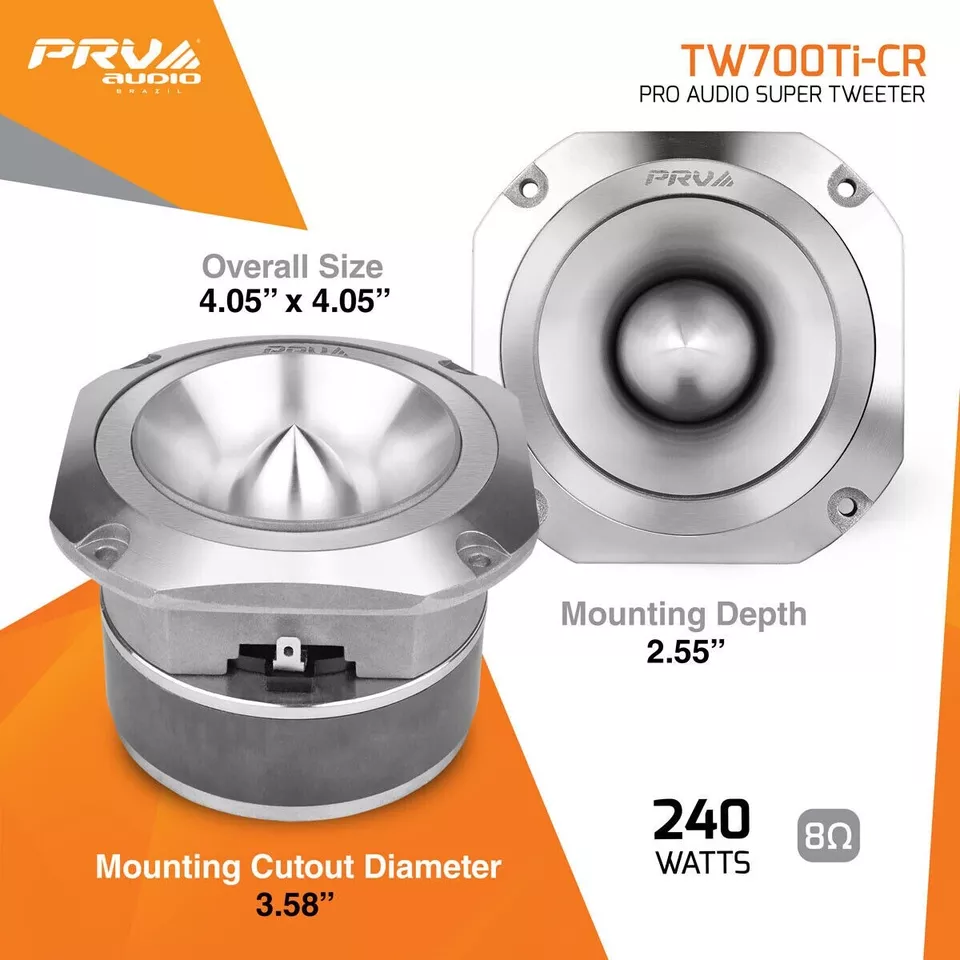 PRV AUDIO TW700Ti-CR Titanium Bullet Tweeter | 240w | 4" | 8 Ohm | Super Tweeter - Image 2