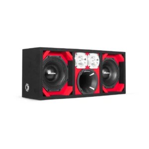 Comando KTPON-208RED / DUAL 8'' RED/BLACK ENCLOSED LOADED PORTED BOX (Tweeters + Driver)
